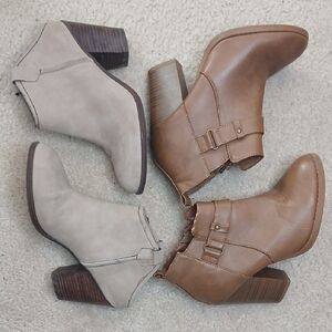 Stylish Tan and Cream Ankle Boots